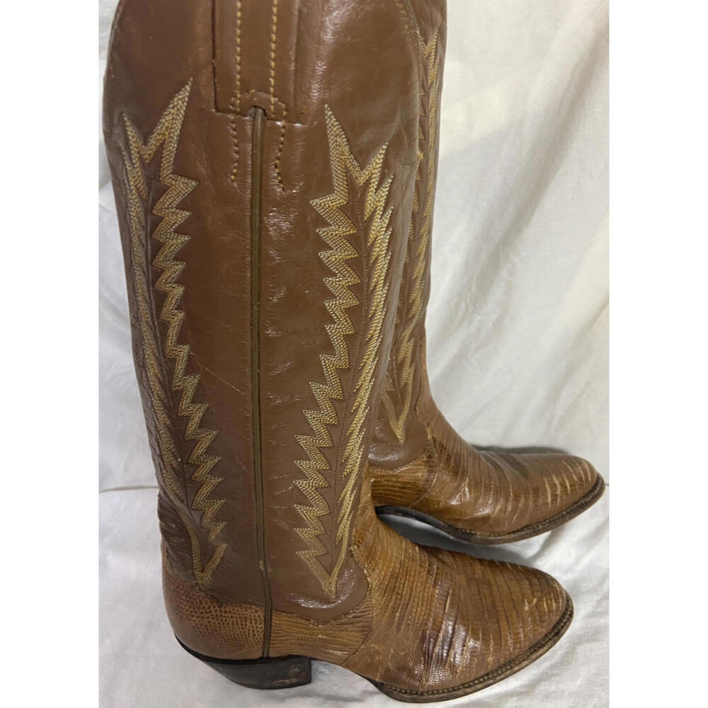 VINTAGE PANHANDLE SLIM WOMEN'S EXOTIC LIZARD SKIN & LEATHER COWGIRL BOOTS 5 B - Picture 2 of 12
